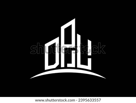 Letter DPL building vector monogram logo design template. Building Shape DPL logo.
