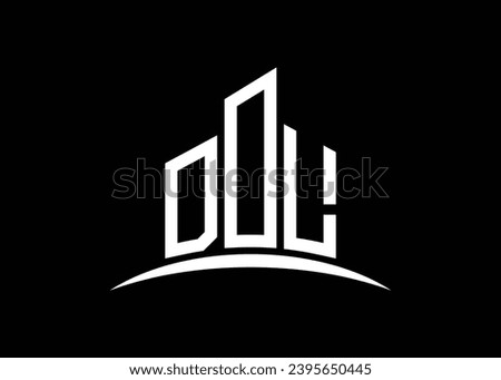 Letter DOL building vector monogram logo design template. Building Shape DOL logo.