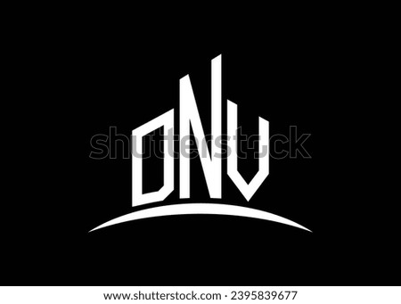 Letter DNV building vector monogram logo design template. Building Shape DNV logo.