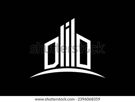 Letter DIO building vector monogram logo design template. Building Shape DIO logo.