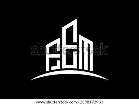 Letter FEM building vector monogram logo design template. Building Shape FEM logo.