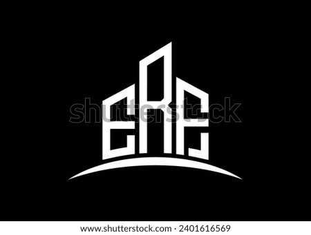 Letter ERF Building vector monogram logo design template. Building Shape ERF logo