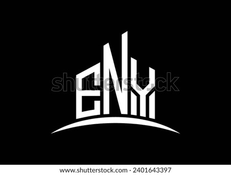 Letter ENY Building vector monogram logo design template. Building Shape ENY logo.
