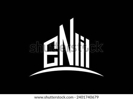 Letter ENI Building vector monogram logo design template. Building Shape ENI logo.