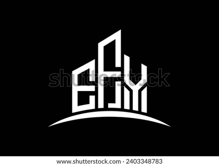 Letter EFY Building vector monogram logo design template. Building Shape EFY logo.