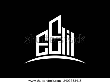 Letter EEI building vector monogram logo design template. Building Shape EEI logo