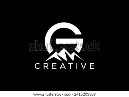 Minimal Letter G mountain logo design vector template. Initial Letter G hill vector logo