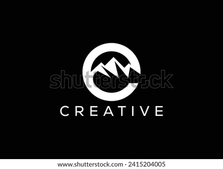 Minimal Letter E mountain logo design vector template. Initial Letter E hill vector logo