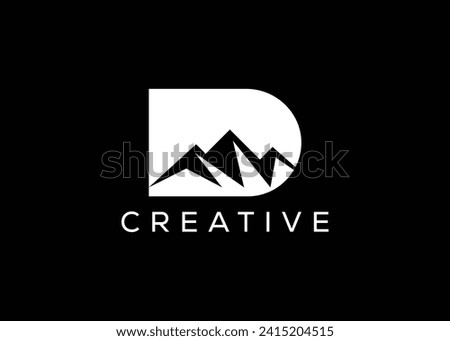 Minimal Letter D mountain logo design vector template. Initial Letter D hill vector logo