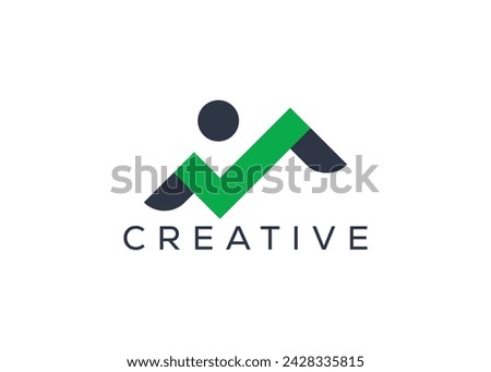 Creative and minimal Hill check mark logo vector template. Abstract mountain check logo