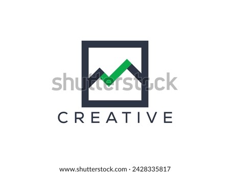 Creative and minimal Hill check mark logo vector template. Abstract mountain check logo