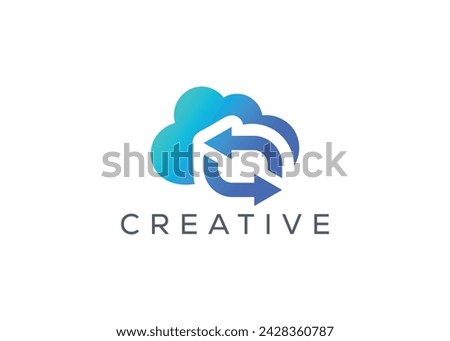 Creative and minimal Abstract Cloud swap Arrow logo vector template. Abstract modern Cloud with swap arrow logo