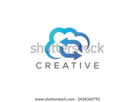 Creative and minimal Abstract Cloud swap Arrow logo vector template. Abstract modern Cloud with swap arrow logo