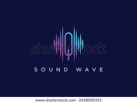 Minimalist Letter Q Sound Wave vector logo. Modern Sound Wave logo. Q Music Logo