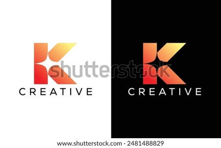 Minimalist professional letter K spark logo design template. Letter K flare light spark logo