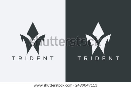 Minimalist trident logo. Modern abstract trident logo