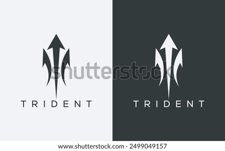 Minimalist trident logo. Modern abstract trident logo