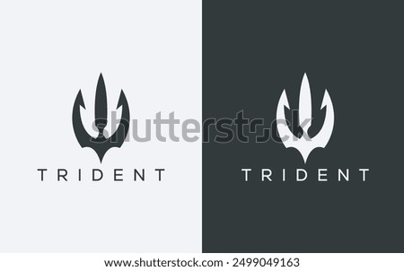 Minimalist trident logo. Modern abstract trident logo