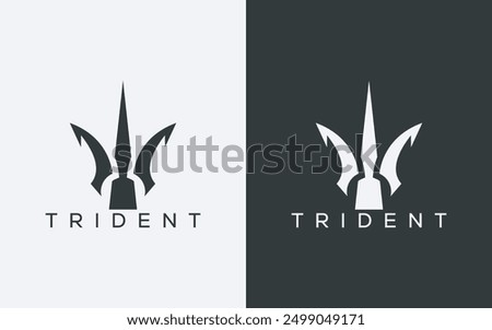 Minimalist trident logo. Modern abstract trident logo