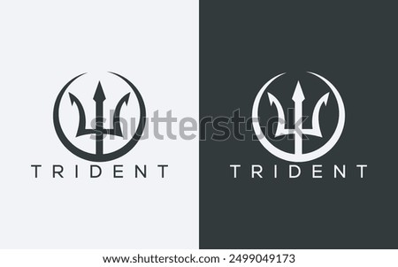 Minimalist trident logo. Modern abstract trident logo