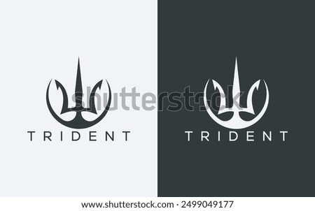 Minimalist trident logo. Modern abstract trident logo