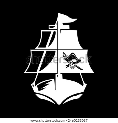 pirate ship logo design vector file