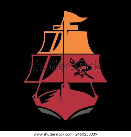 pirate ship logo design vector file