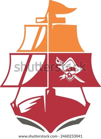 pirate ship logo design vector file