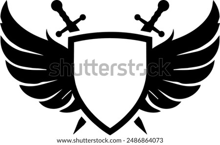 warrior shield logo with knife and wings