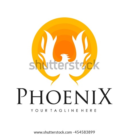 Phoenix logo template, Fire-bird, Eagle logo