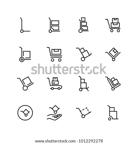 Dolly flat icon set. Single high quality outline symbol of info for web design or mobile app. Thin line signs for design logo, visit card, etc. Outline logo of dolly