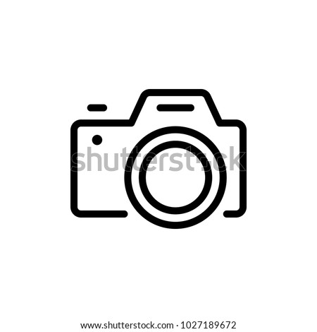 Camera flat icon. Single high quality outline symbol of info for web design or mobile app. Thin line signs of chat for design logo, visit card, etc. Outline logo of video.