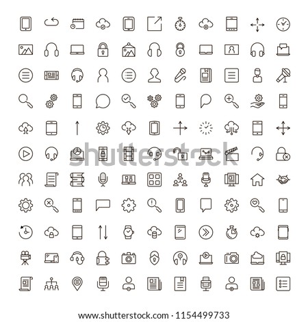 Info icon set. Collection of high quality outline technology pictograms in modern flat style. Black information symbol for web design and mobile app on white background. Help line logo.