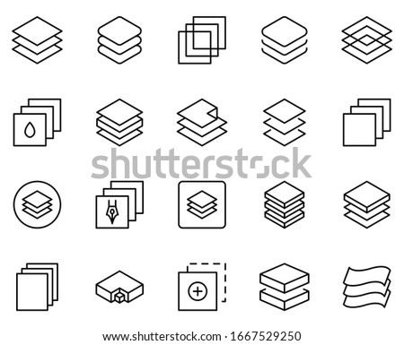 Layer design icons set. Thin line vector icons for mobile concepts and web apps. Premium quality icons in trendy flat style. Collection of high-quality black outline logo
