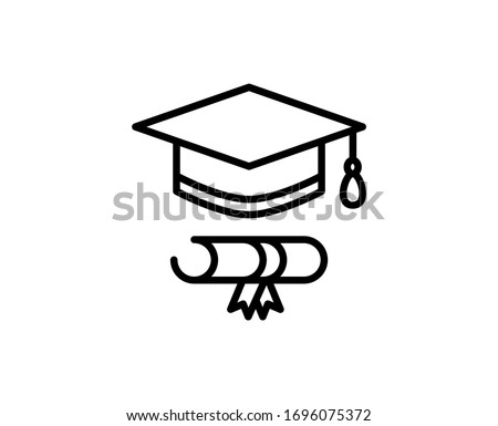 Graduation cap line icon. Vector symbol in trendy flat style on white background. Graduation cap sing for design.