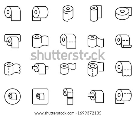 Toilet paper line icon set. Collection of vector symbol in trendy flat style on white background. Toilet paper sings for design.