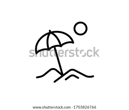 Beach flat icon. Thin line signs for design logo, visit card, etc. Single high-quality outline symbol for web design or mobile app. Beach outline pictogram.