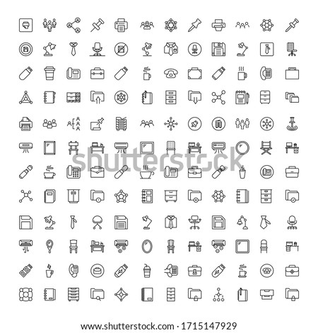 Office icon set. Collection of high-quality black outline logo for web site design and mobile apps. Vector illustration on a white background.