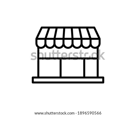 Shop flat icon. Thin line signs for design logo, visit card, etc. Single high-quality outline symbol for web design or mobile app. Shop outline pictogram.