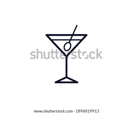 Cocktail icon. Bar black line sign. Premium quality graphic design pictogram. Outline symbol icon for web design, website and mobile app on white background. Monochrome icon of cocktail 