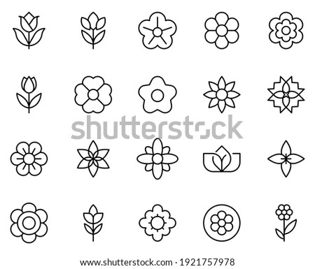 Flower line icon set. Collection of high quality black outline logo for mobile concepts and web apps. Flower set in trendy flat style. Vector illustration on a white background