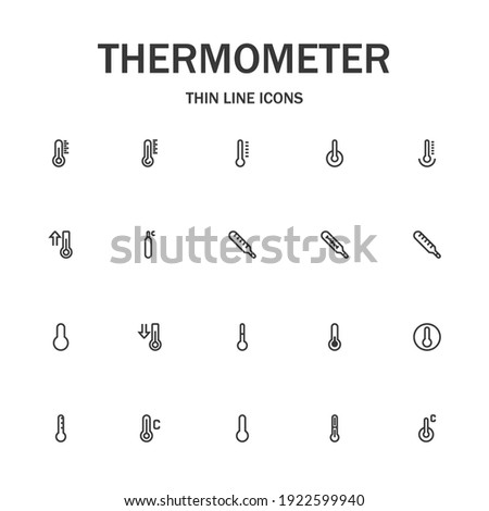 Thermometer line icon set. Collection of modern signs for web design and mobile app. Medical pictograms. Black icon on white background. Collection of high-quality outline logo

