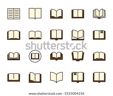 Open book line icon set. Collection of high quality color outline logo for mobile concepts and web apps. Education set in trendy flat style. Vector illustration on a white background