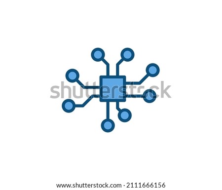 Line Microchip icon isolated on white background. Outline symbol for website design, mobile application, ui. Electronics pictogram. Vector illustration, editorial stroсk. 