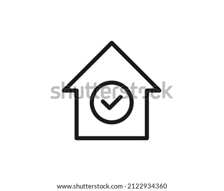 Home check premium line icon. Simple high quality pictogram. Modern outline style icons. Stroke vector illustration on a white background. 