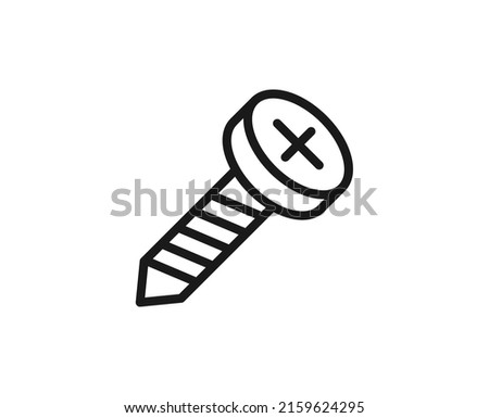 Single line icon of self-tapping screw icon on isolated white background. High quality editable stroke for mobile apps, web design, websites, online shops etc. 