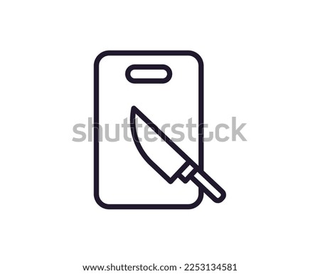 Cooking, food, kitchen signs. Vector symbol in modern line style. Editable stroke. Line icon of knife and cutting board 
