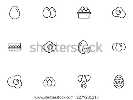 Egg concept. Food line icon set. Collection of vector signs in trendy flat style for web sites, internet shops and stores, books and flyers. Premium quality icons isolated on white background 