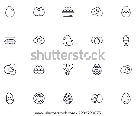 Egg concept. Food line icon set. Collection of vector signs in trendy flat style for web sites, internet shops and stores, books and flyers. Premium quality icons isolated on white background 