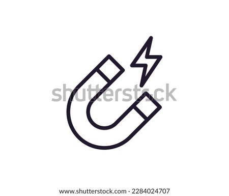 Single line icon of magnet on isolated white background. High quality editable stroke for mobile apps, web design, websites, online shops etc. 